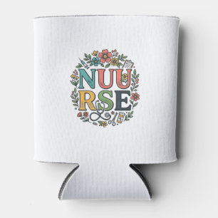 Porta-lata Camisa de Enfermeira Floral Design Arte Médica Vin
