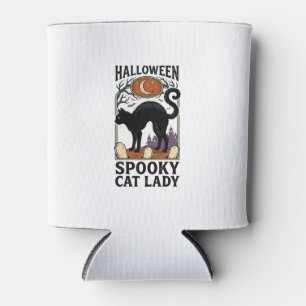 Porta-lata Camisa de Gata Preta Vintage Dama do Gato no Hallo