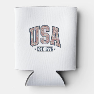 Porta-lata Camisa de Gravura Patriótica Vintage EUA Est 1776_