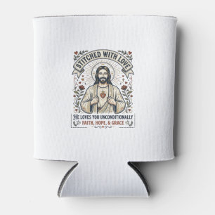 Porta-lata Camisa de Jesus Costurando Bordado Gráfico Cristão