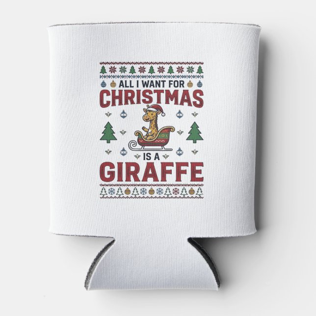 Porta-lata Camisa de Natal Funny Giraffe Sleigh Des (Frente)