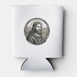 Porta-lata Camisa de retrato religioso com gravação vintage