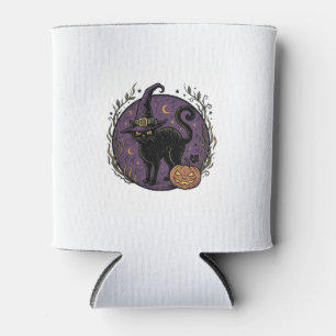 Porta-lata Camisa de Vetor de Gato de Bruxa Vintage no Hallow