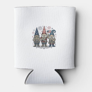 Porta-lata Camisa do Dia 4 de Julho Vintage Gnome Patriota EU