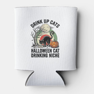 Porta-lata Camisa do Gato de Halloween Bebendo Lua Vintage Fe