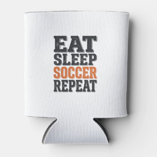 Porta-lata Camisa Eat Sleep Soccer Repeat Tipografia Vintage_