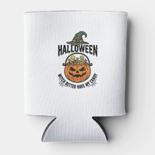 Porta-lata Camisa engraçada de bruxa de Halloween com design 