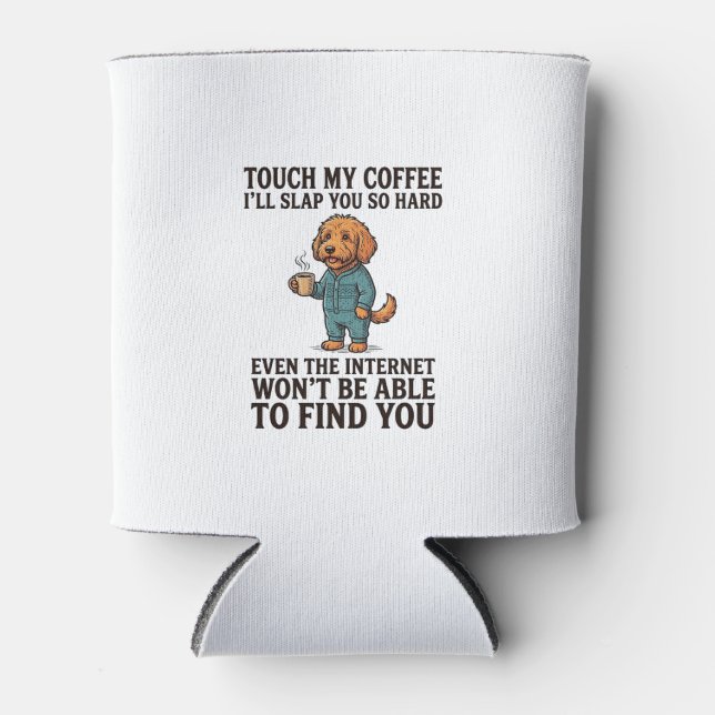 Porta-lata Camisa engraçada de cachorro de café com desenho v (Frente)