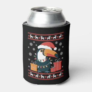 Porta-lata Camisa feia de Natal com Tucano e Chapéu de Papai