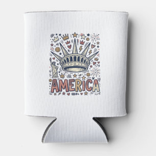 Porta-lata Camisa Patriótica Coroa Liberdade Vintage América