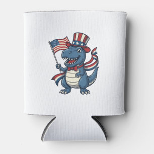 Porta-lata Camisa Patriótica de Dinossauro Vintage Vector Des