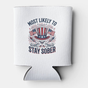 Porta-lata Camisa Patriótica de Fogueira Vintage Ficar Sóbrio