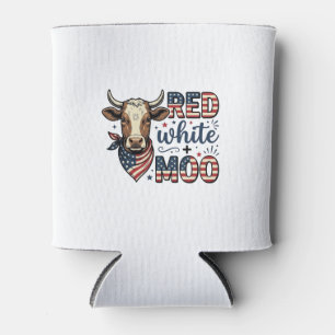 Porta-lata Camisa Patriótica Vaca Vermelha Branca Moo 4 de Ju