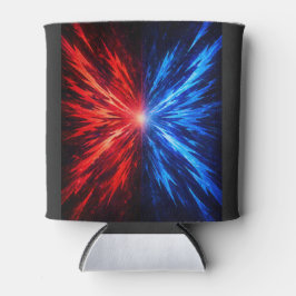 Porta-lata camisa vermelha azul, camisa de explosão abstrata,
