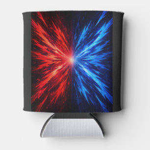 Porta-lata camisa vermelha azul, camisa de explosão abstrata,