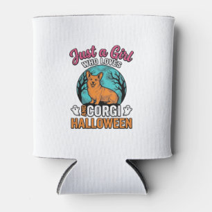 Porta-lata Camisa Vintage Corgi Halloween Girl Amante de Cach