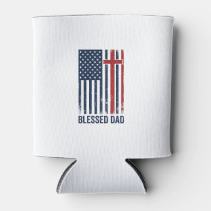 Porta-lata Camisa Vintage Cruz Bandeira Cristã Pai Abençoado