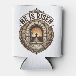 Porta-lata Camisa Vintage de Páscoa Cruz Ele Ressuscitou