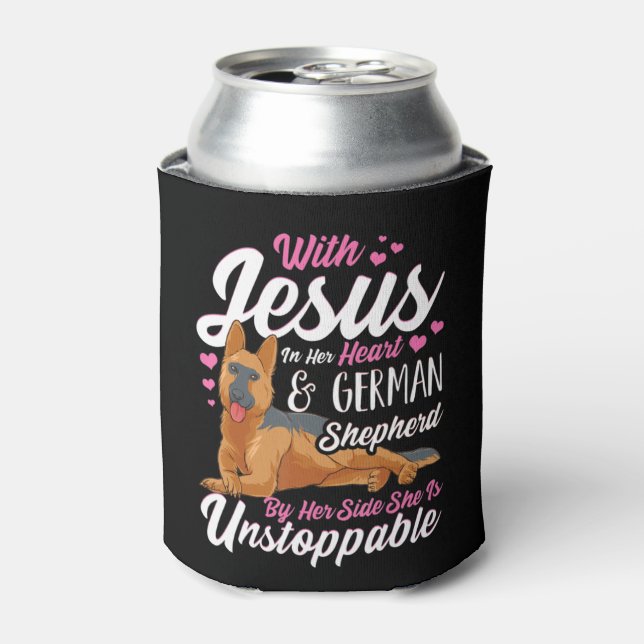 Porta-lata Camisas De german shepherd Para Mulheres Com Jesus (Can Front)
