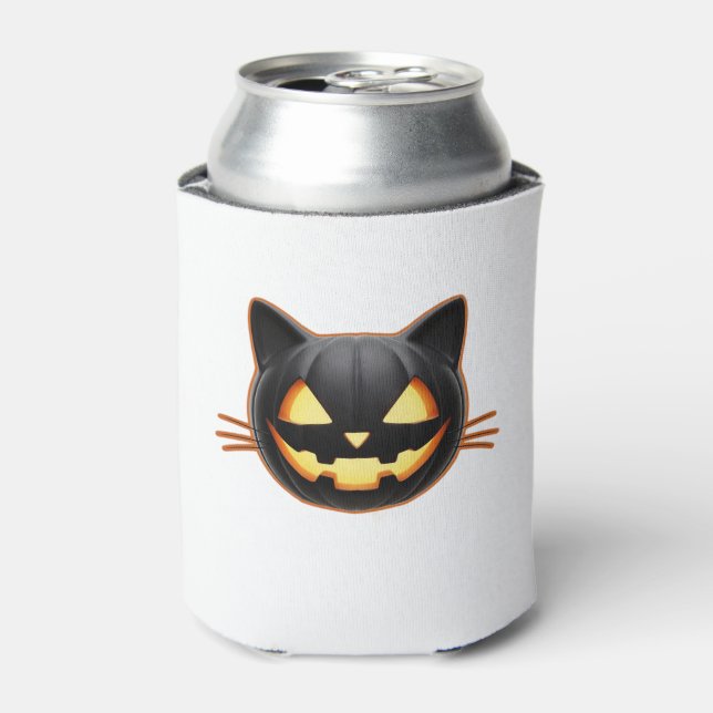 Porta-lata Camiseta Clássica do Gato Negro Jack o'Lantern Emo (Can Front)