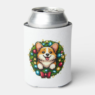 Porta-lata Camiseta Clássica Wreath Corgi de Natal