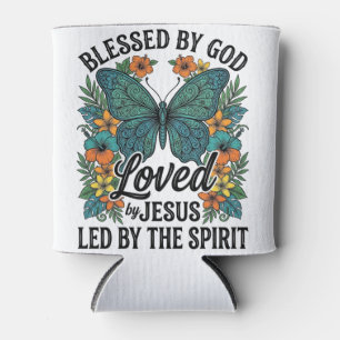 Porta-lata Camiseta Cristã com Design de Borboleta Abençoada