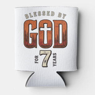 Porta-lata Camiseta Cristã Vintage 7 Anos Abençoado Por Deus
