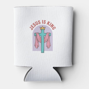 Porta-lata Camiseta Cristã Vintage Coroa Cruz Jesus É Rei