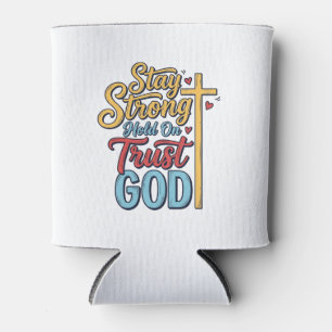 Porta-lata Camiseta Desenho Cruz Cristã Fique Forte Confie Em