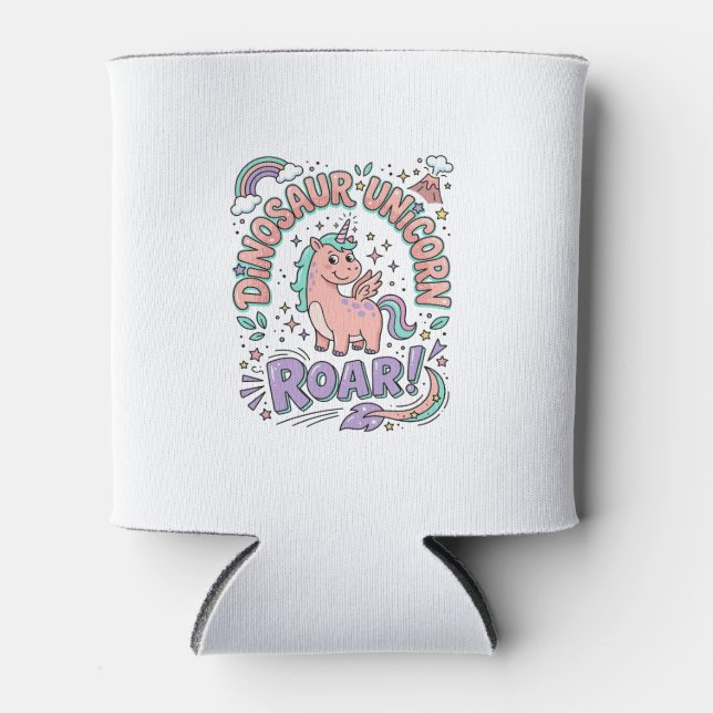 Porta-lata Camiseta Estilo Retro Unicórnio Dinossauro Unicórn (Frente)