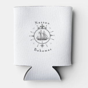 Porta-lata Camiseta Náutica Nassau Bahamas Navegação Bússola 