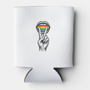 Porta-lata Camiseta Vetor Orgulho Mão Paz Arco-Íris Vintage_1