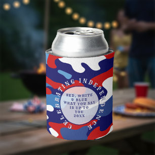 Porta-lata Camo Can Cooler Patriótico Vermelho Branco e Azul