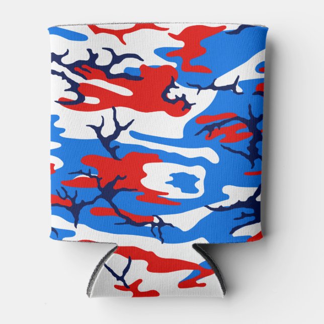 Porta-lata Camo Vermelho Branco e Azul (Frente)