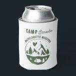 Porta-lata Camp Bachelorette Party Camping Bach Weekend<br><div class="desc">A cute hand drawn design featuring bachelorette camping theme illustrations. This green and white camp bach weekend design is ideal for glamping camping bachelorette weekends,  camping girls trip bachelorette parties in mountain,  forest or lake destinations.</div>