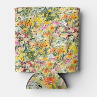 Porta-lata Campo das flores pequenas: Aquarela Brilhante.