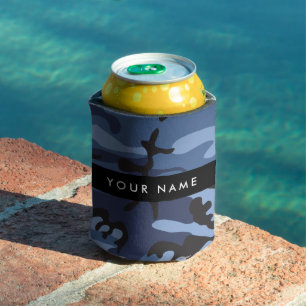 Porta-lata Camuflagem Azul Marinho Personalize seu nome