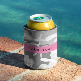 Porta-lata Camuflagem Cinza Neve de Inverno Personalize seu n