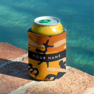 Porta-lata Camuflagem Laranja Personalize seu nome