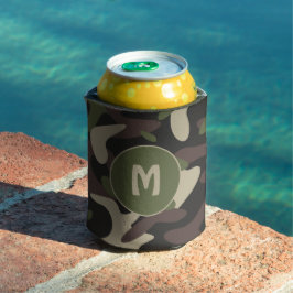 Porta-lata Camuflagem Militar Padrão Verde Castanho Monograma
