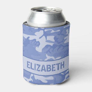 Porta-lata Camuflagem Monogramada Azul