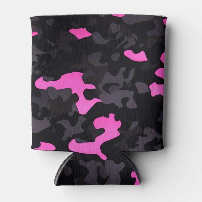 Porta-lata Camuflagem rosa e preta (Frente)