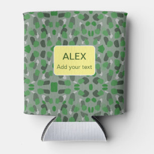 Porta-lata Camuflagem verde camo adicionar nome texto escola