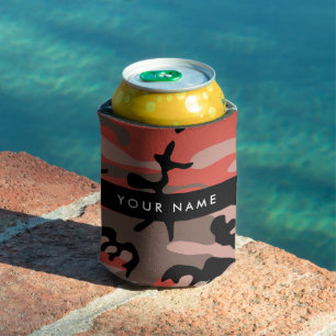 Porta-lata Camuflagem Vermelha e Marrom Personalize seu nome