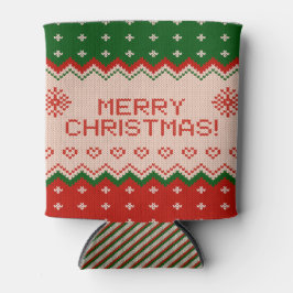 Porta-lata Can Cooler small with Merry Christmas Knit