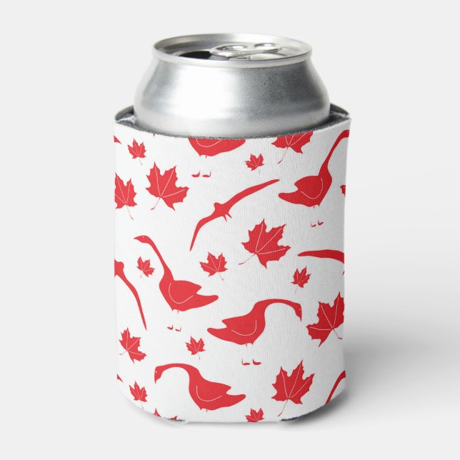Porta-lata Canada Geese and Maple Leaves - canadense flag red (Can Front)