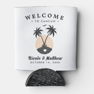 Porta-lata Cancún México Mapa Marinho Casamento Minimalista B