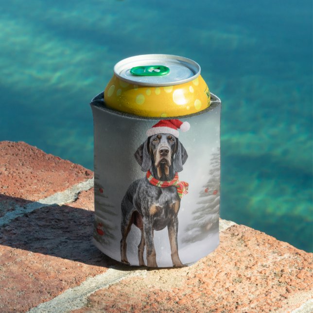 Porta-lata Cão Bluetick Coonhound na neve de Natal  (Piscina in situ)