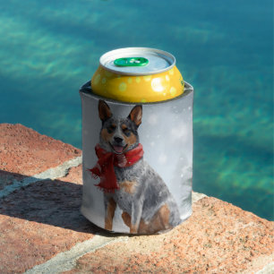 Porta-lata Cão Bovino Australiano na Neve de Natal