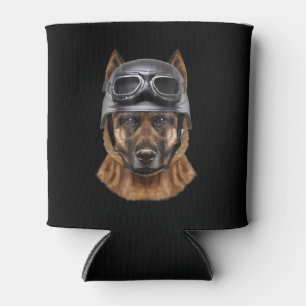 Porta-lata Cão German shepherd, Biker No Capacete De Moto